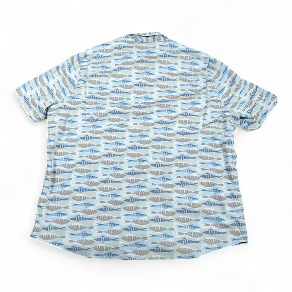 LL Bean Fishing Shirt Adult 2XL Blue Fish Print Allover Outdoor Angler Nylon - Picture 3 of 7